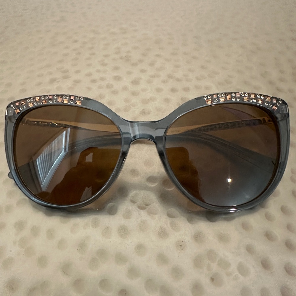bebe Gray Sunglasses with Rhinestone Detail